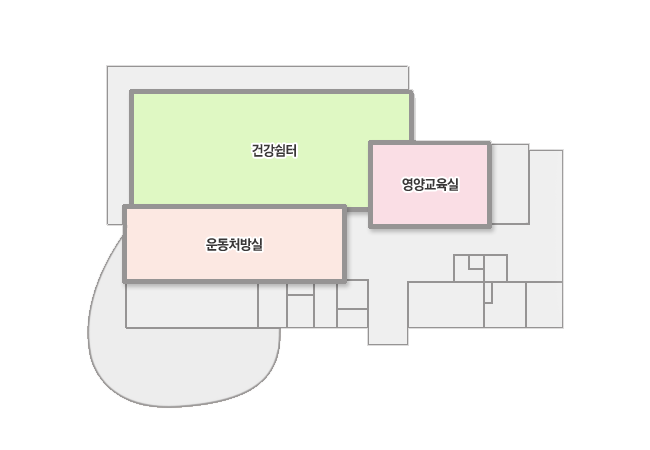 주민건강지원센터 3층 : 건강쉼터, 영양교육실, 운동처방실이 있습니다.