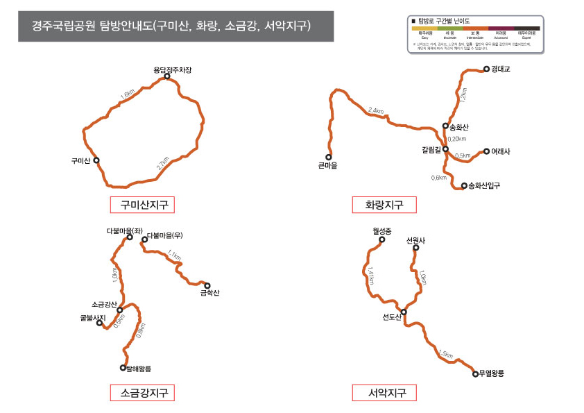 경주남산 탐방로 지도