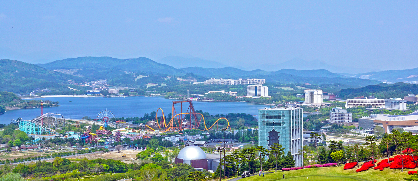 경주 블루원 cc 전망데크에서 내려다본 보문호 전망