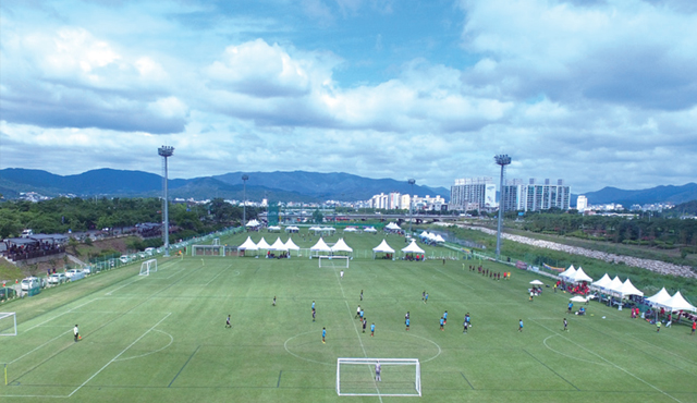 알천축구장 항공 사진