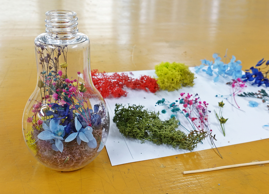 공방체험을 위해 준비된 꽃 재료들