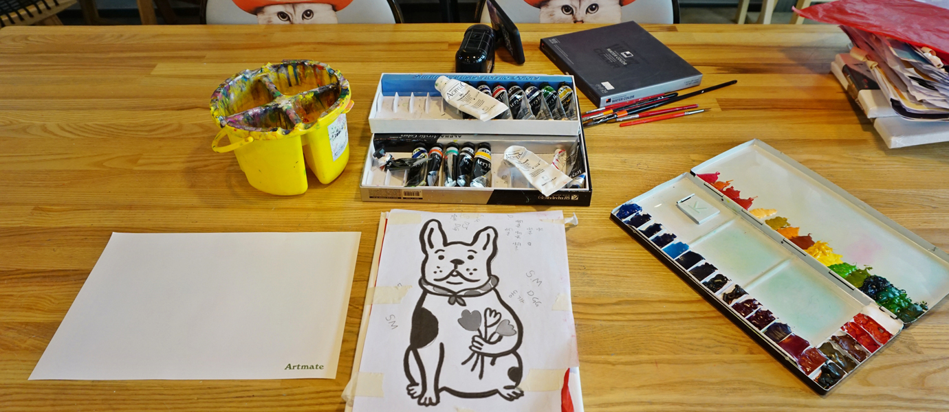 드로링 체험카페 휘들램 체험 재료들