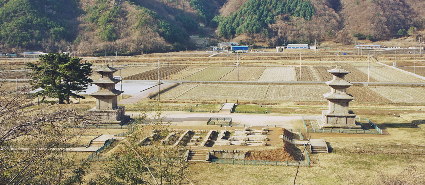 멀리서 바라본 감은사지